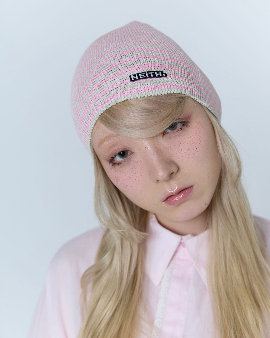 【Last1】 Border Beanie(Pink)
