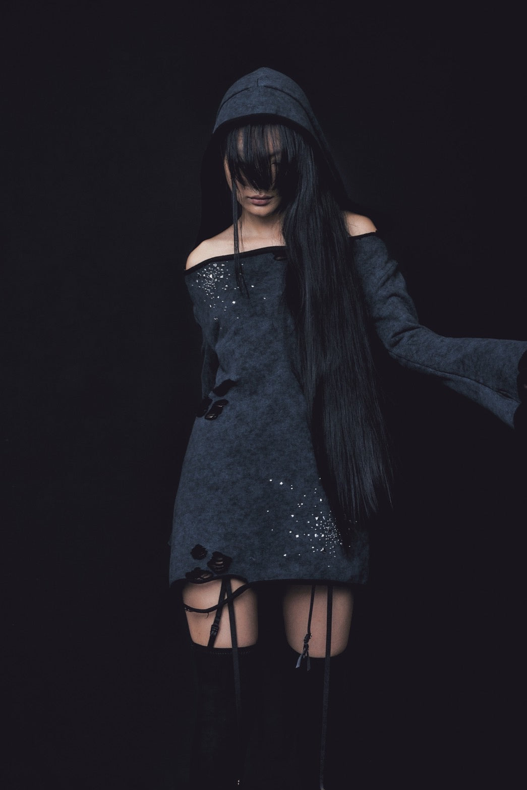 Love Veil Sweat Dress(Black)