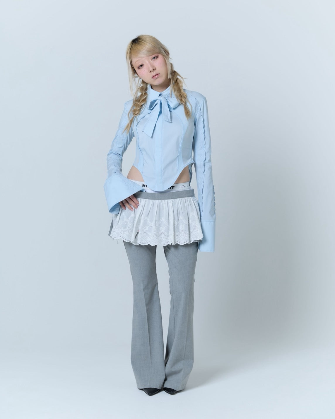 Destroyed Micro Mini Skirt (Gray)