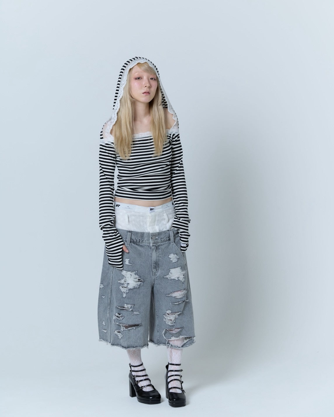 Destroyed Denim and Leg cover (Gray)