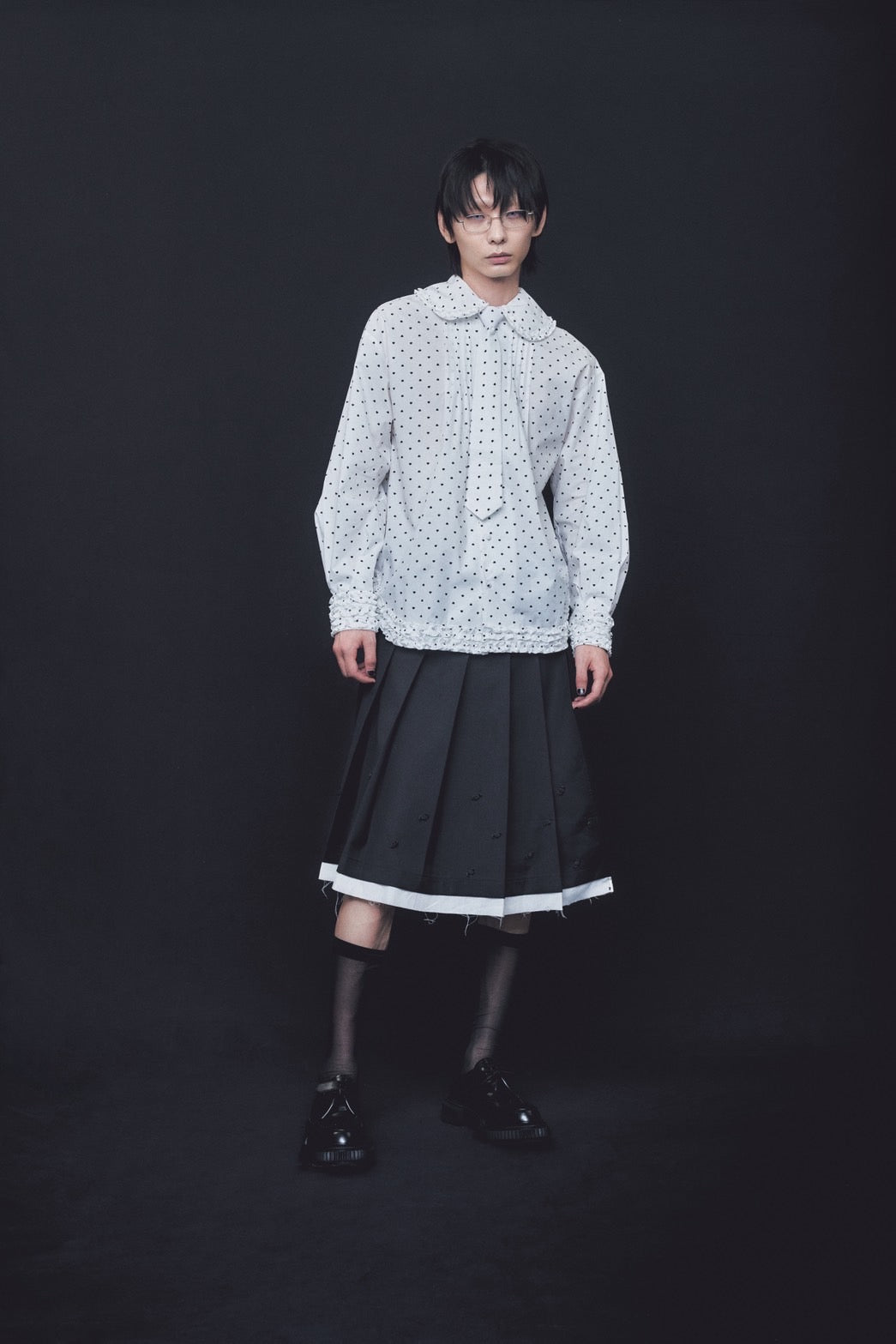 Love Dot Frill Shirt(White)