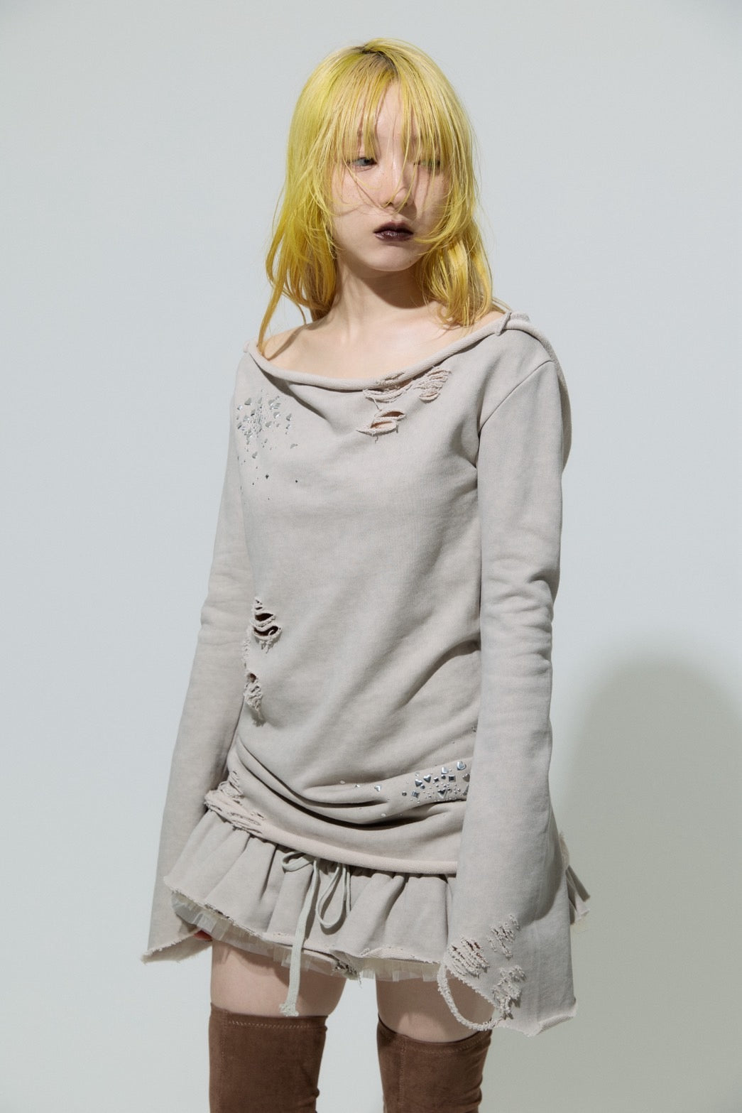 Love Veil Sweat Dress(Beige)