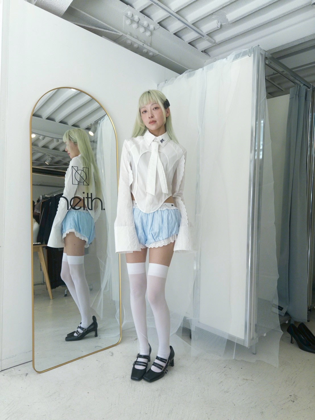 Handkerchief Tied Shirt (White)