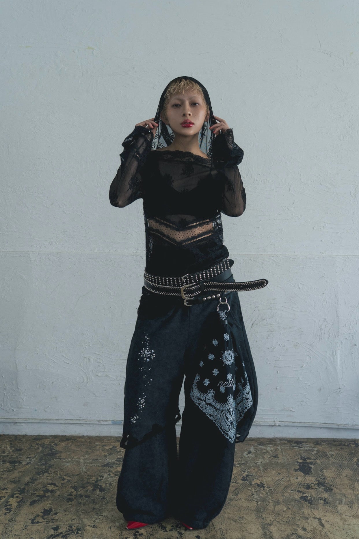 Double Studs Leather Belt