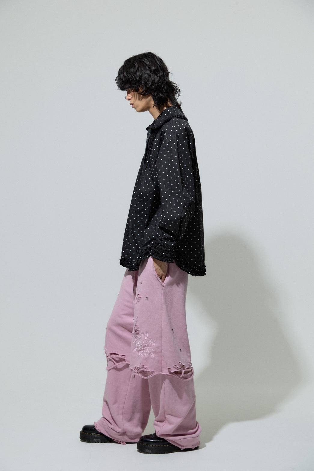 Love Dot Frill Shirt(Black)