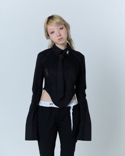 Destroyed Flare Trousers (Black)