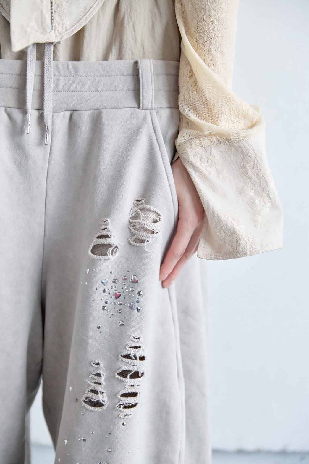 Meteor Low-rise Sweat Pants(Beige)