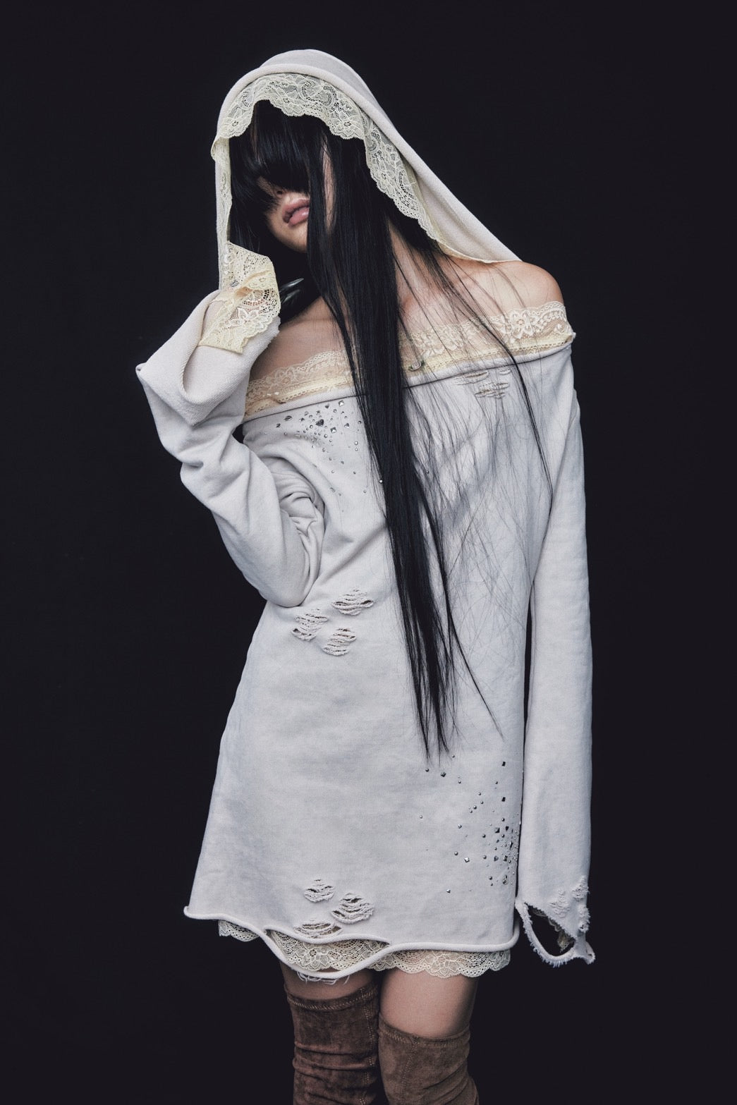 Love Veil Sweat Dress(Beige)