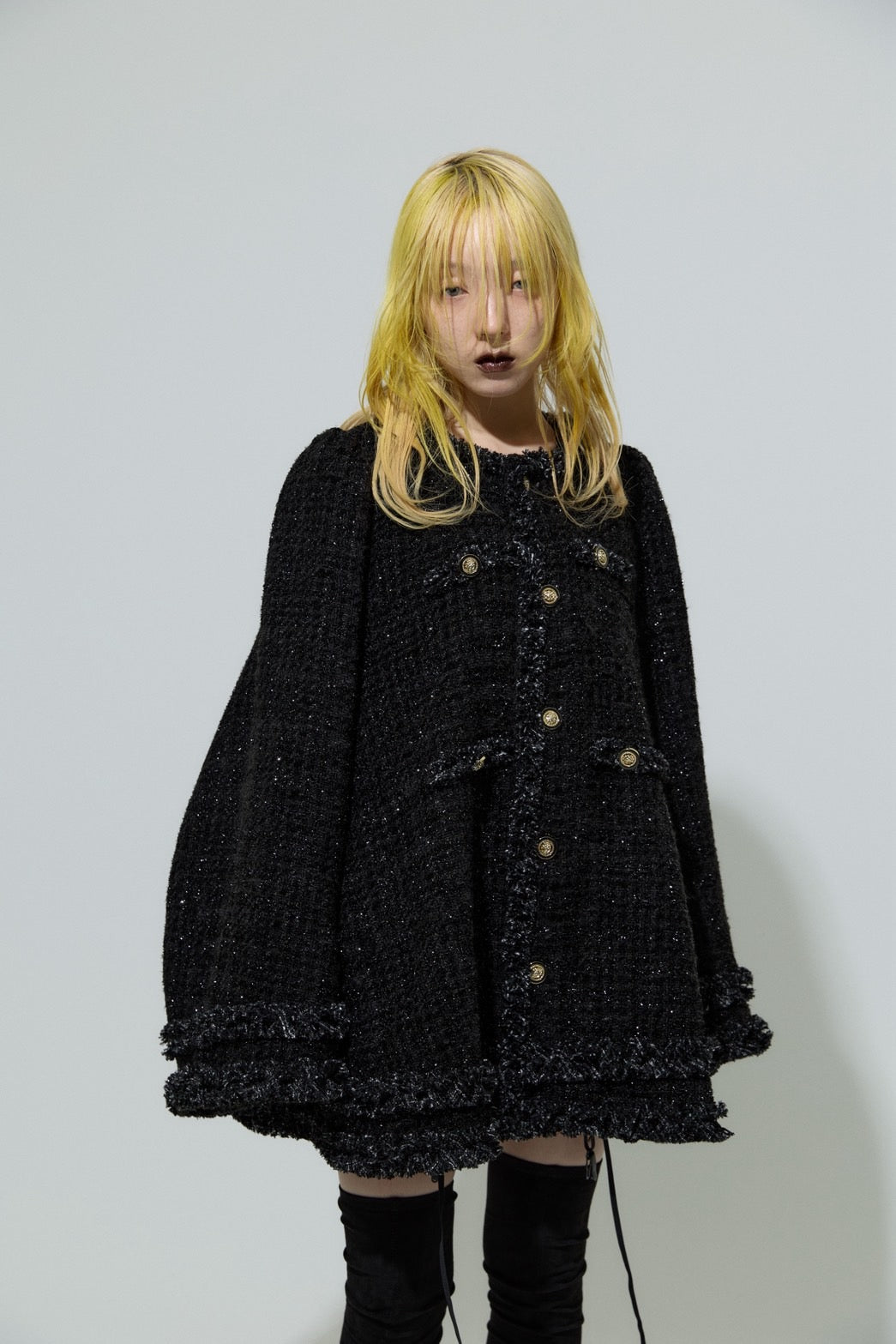 Tweed Bell Dress(Black)