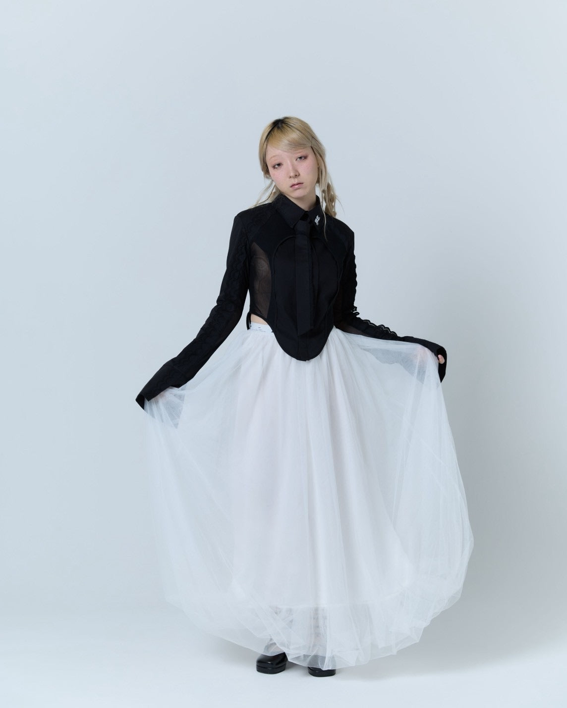 Handkerchief Tied Shirt (Black)