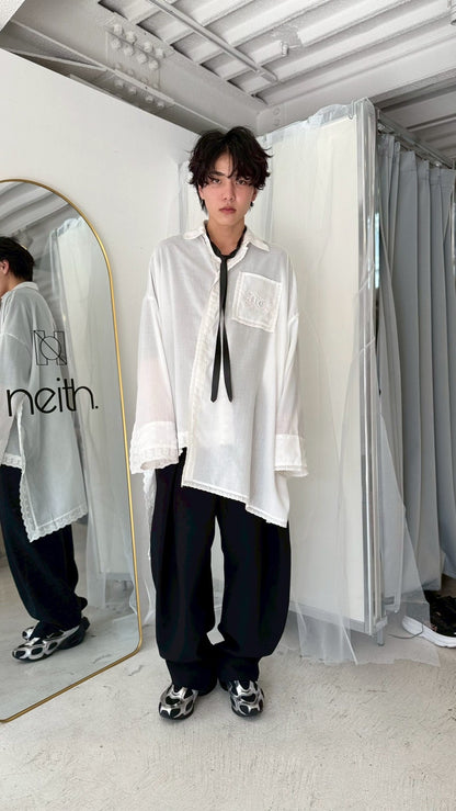 Handkerchief Shirt Dress (White)