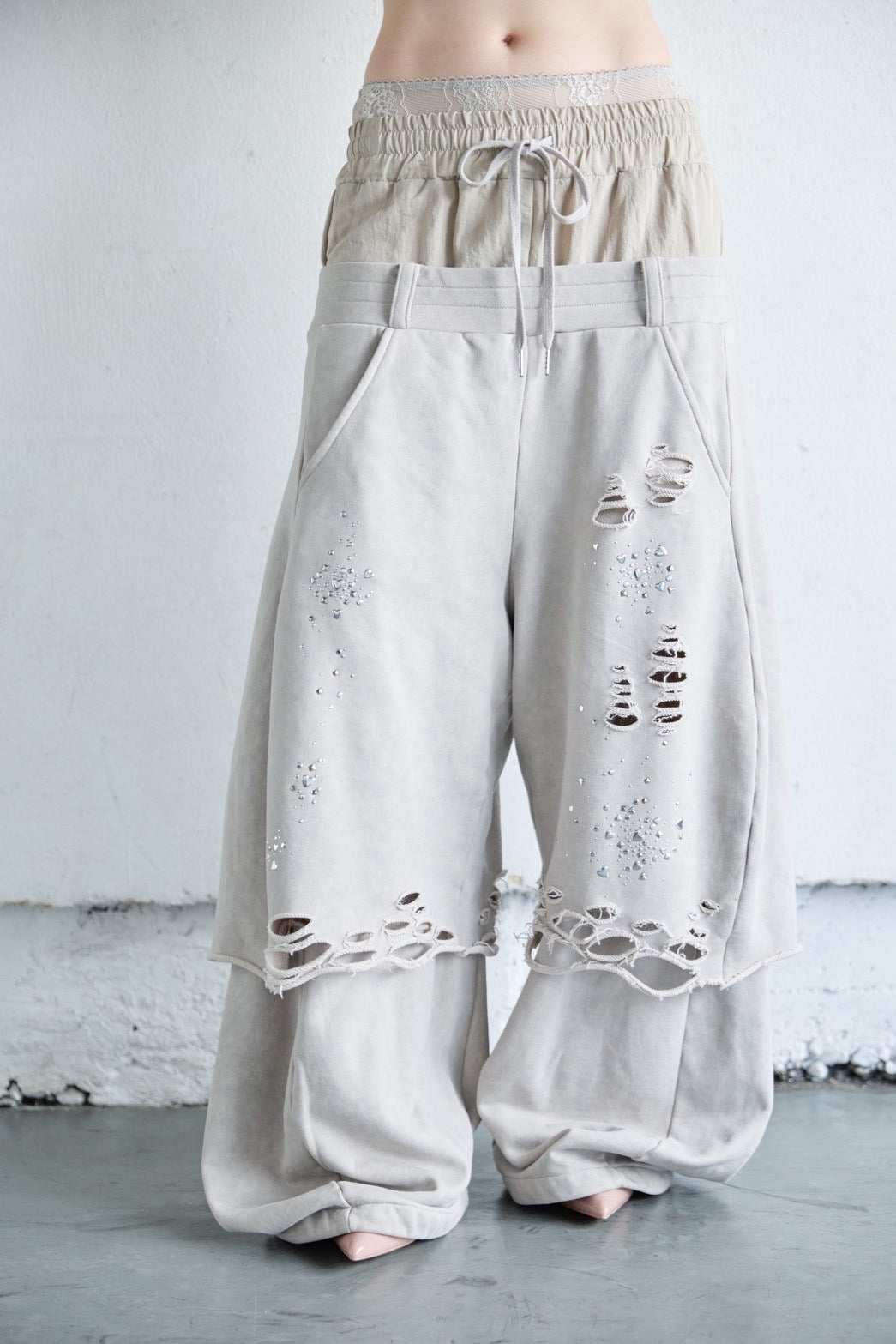 Meteor Low-rise Sweat Pants(Beige)