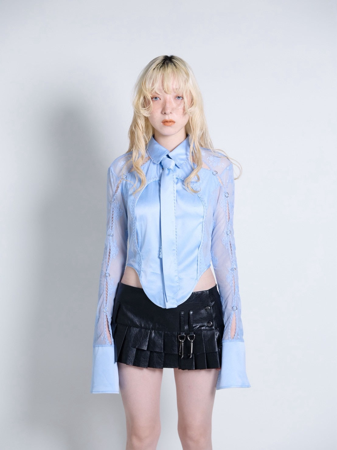 Pierced Lingerie Shirt(Blue)