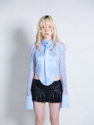 Pierced Lingerie Shirt(Blue)
