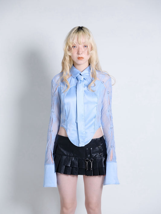 Pierced Lingerie Shirt(Blue)