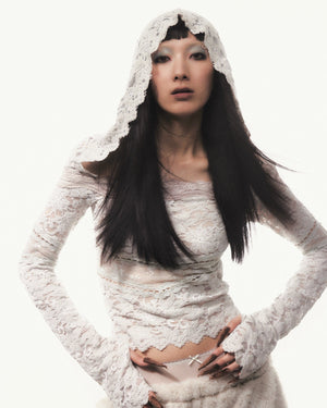 Flocky Lace Veil Top(Ivory)