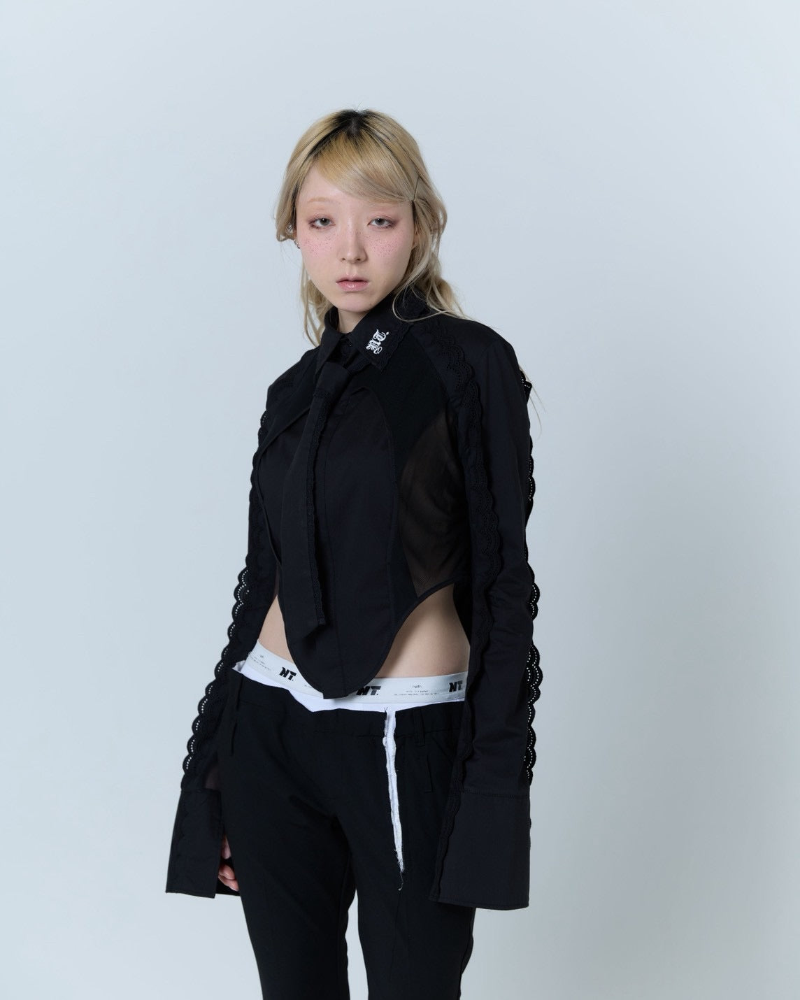 Handkerchief Tied Shirt (Black)