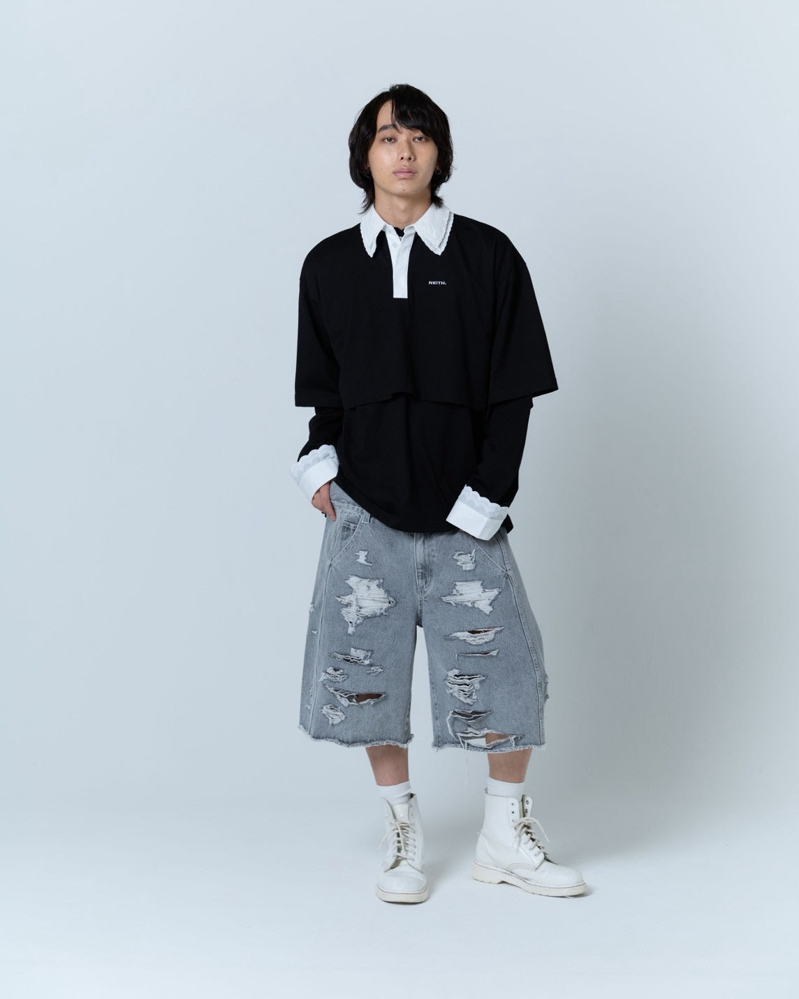 Destroyed Denim and Leg cover (Gray)