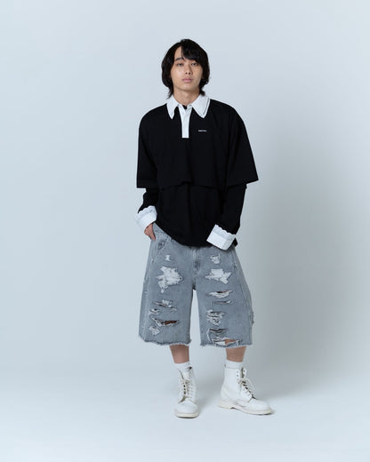 Destroyed Denim and Leg cover (Gray)