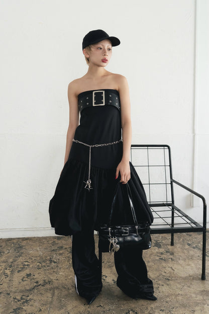 Leather Balloon Dresskirt(Black)