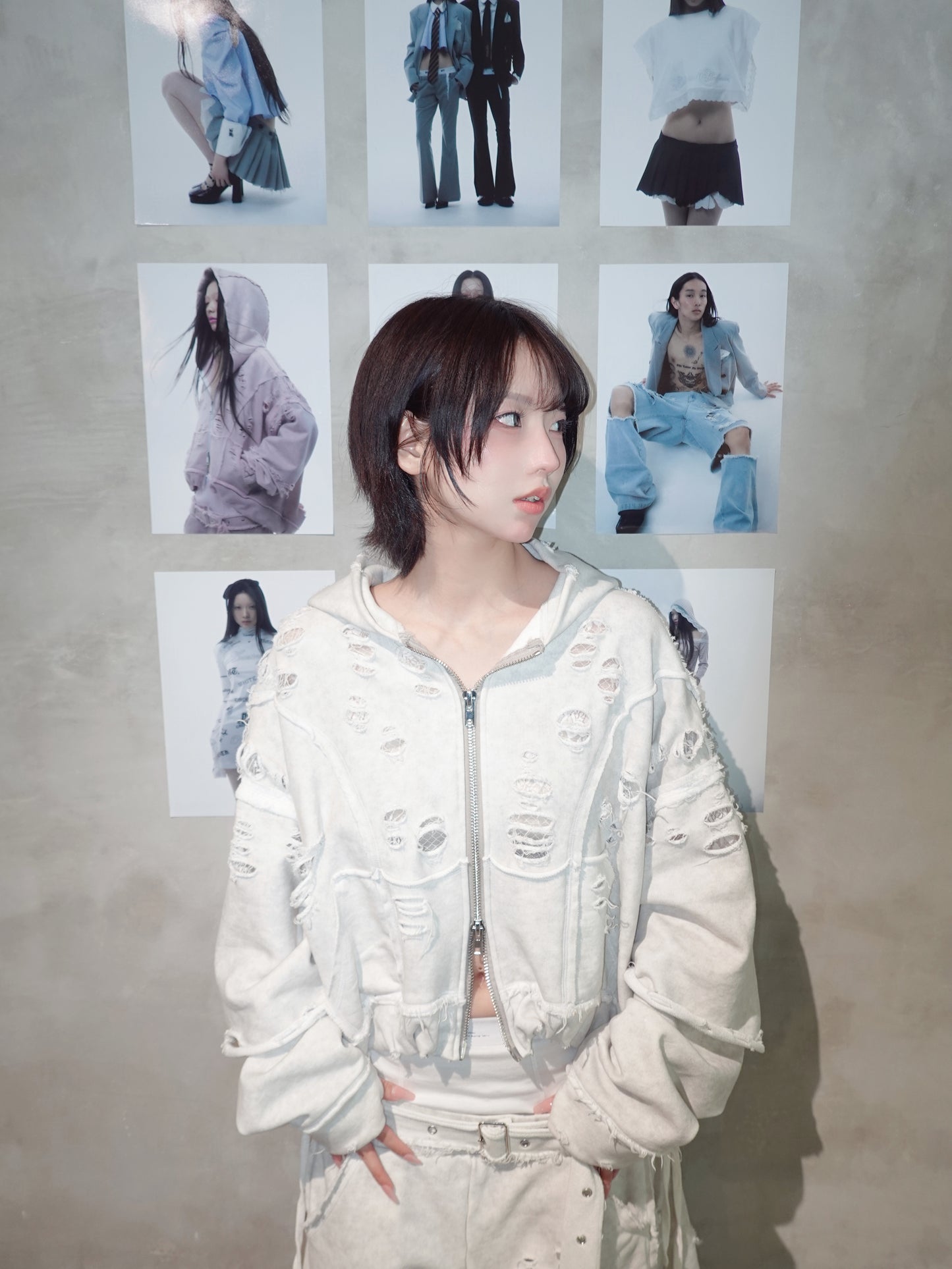 Destroyed Crush Hoodie (Powder Gray)