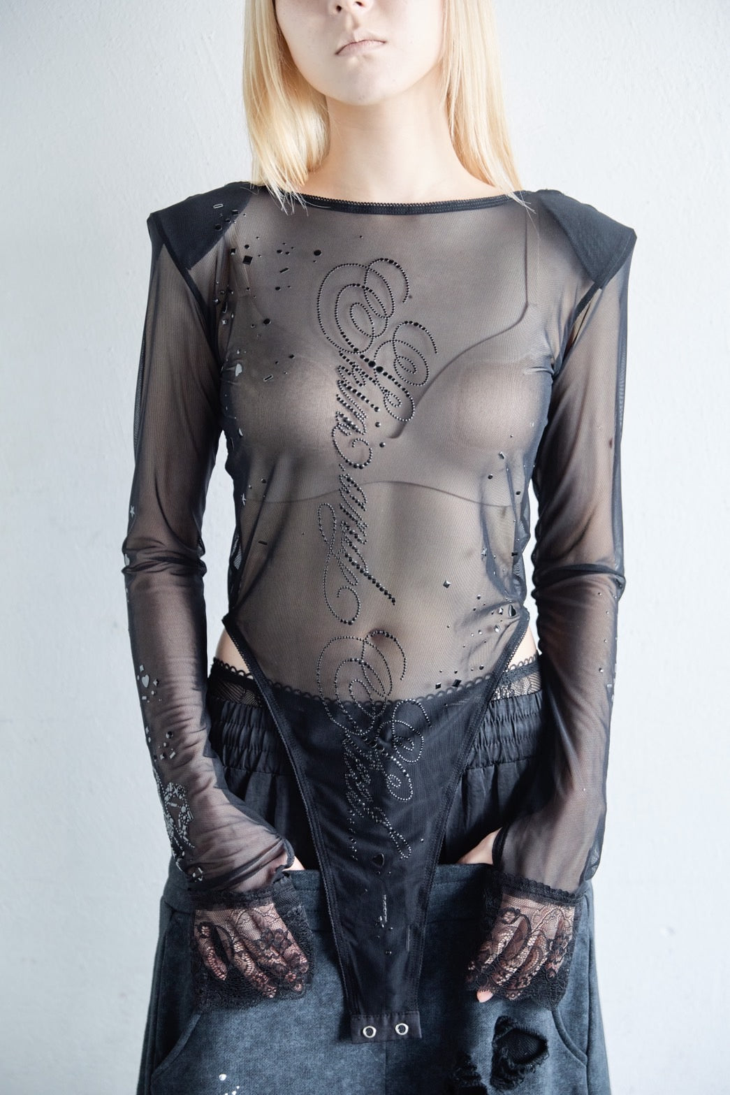 Metallic Sparkle Skin Top(Black)