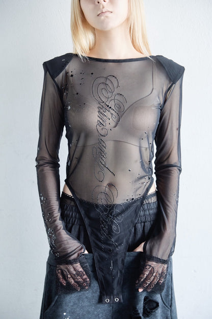 Metallic Sparkle Skin Top(Black)