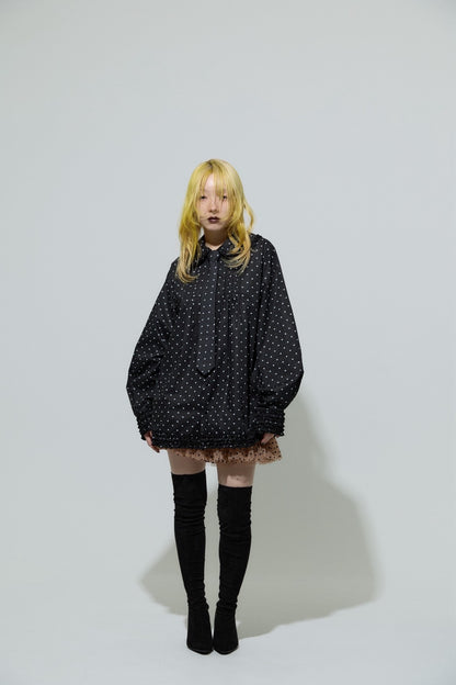 Love Dot Frill Shirt (Black)
