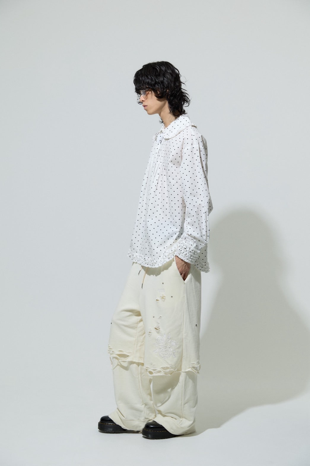 Love Dot Frill Shirt(White)