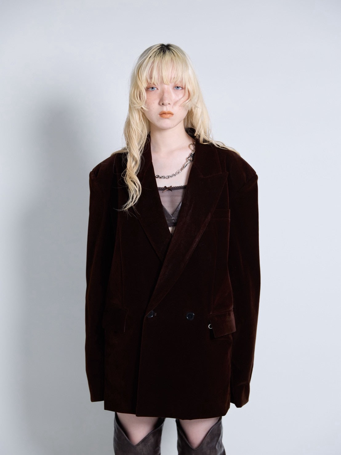 【9月下旬】Velvet Tailored Jacket(Brown）＜店頭予約＞