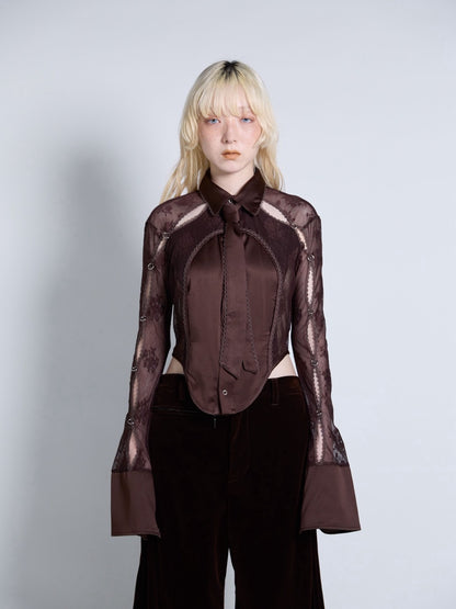 Pierced Lingerie Shirt(Brown)
