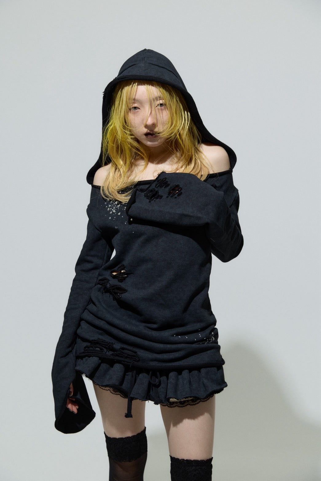Love Veil Sweat Dress(Black)