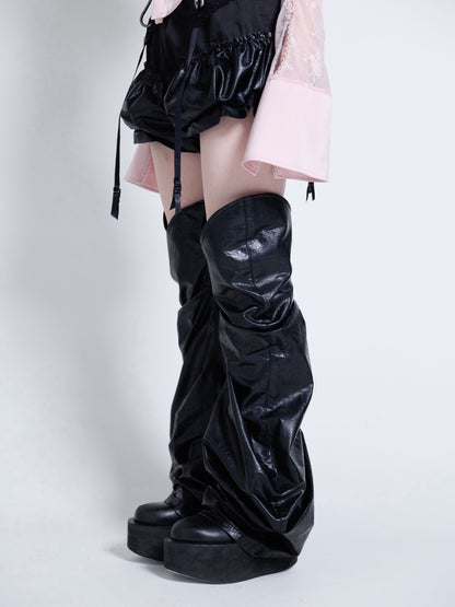 Curve Leather Leg Cover(Black)
