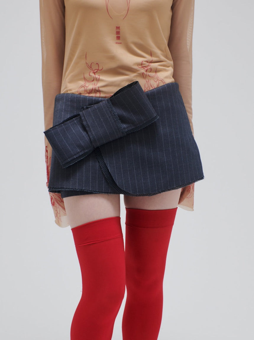 Micro Wrap Ribbon Skirt（Gray）