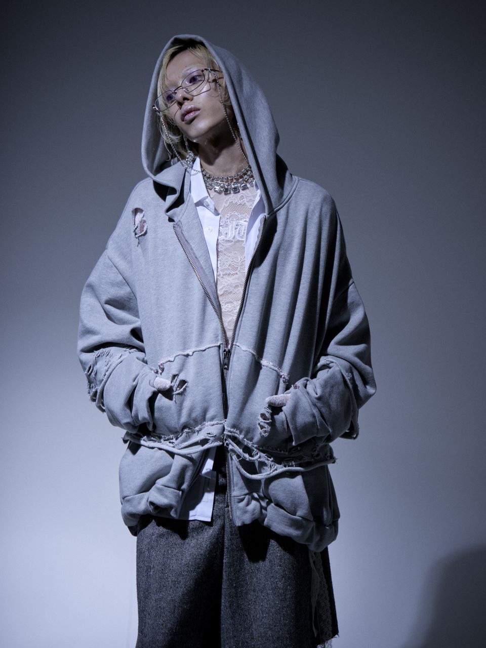 YUKARI×neith. Collaboration Hoodie(Gray×Pink)