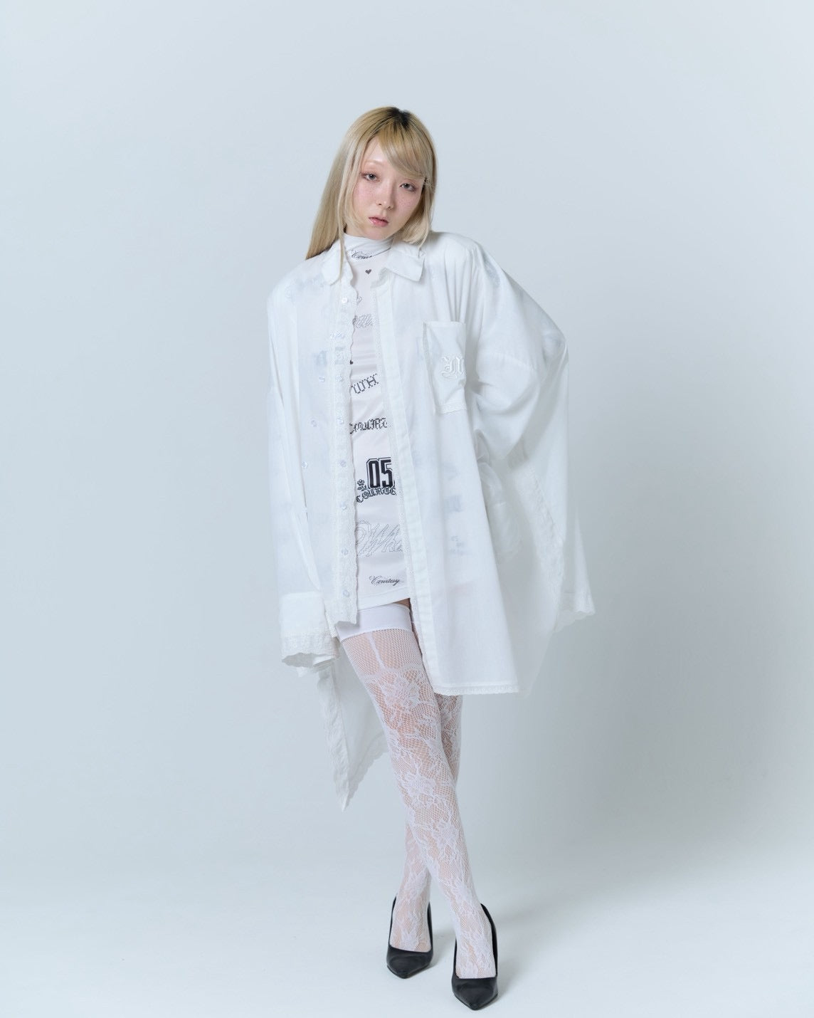 Handkerchief Shirt Dress (White)