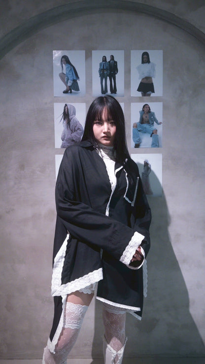 Handkerchief Shirt Dress (Black)