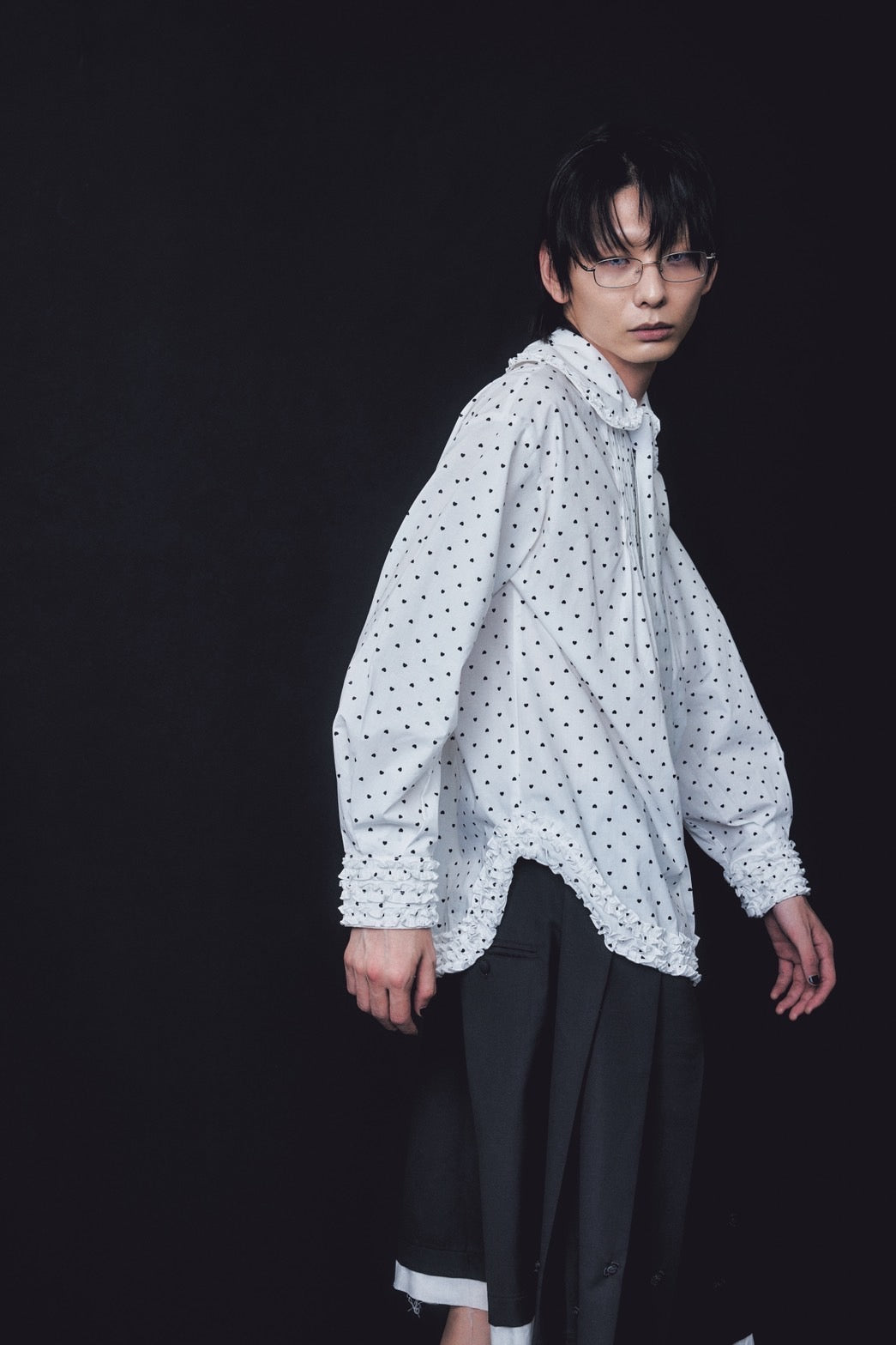 Love Dot Frill Shirt(White)