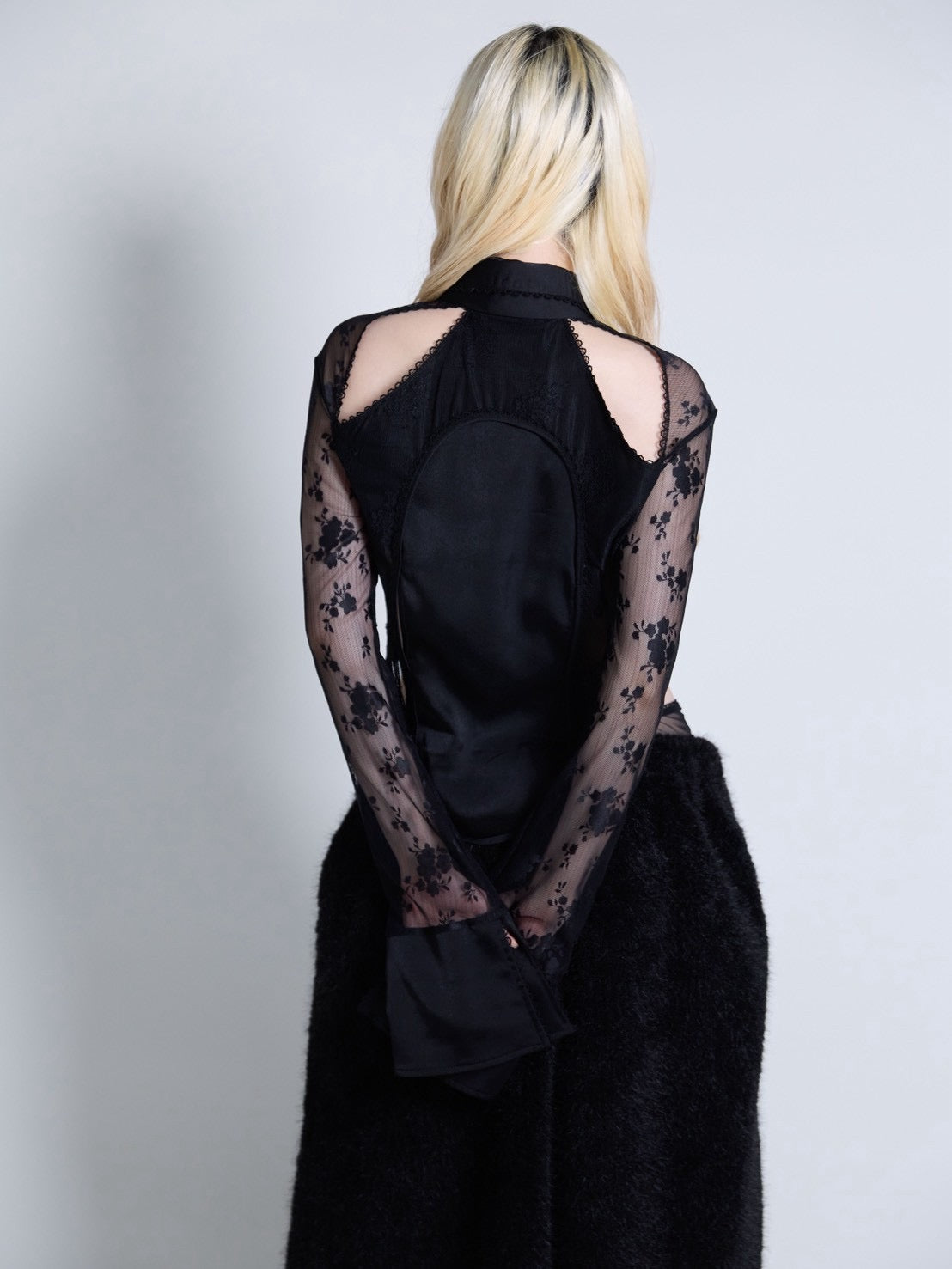 Pierced Lingerie Shirt(Black)