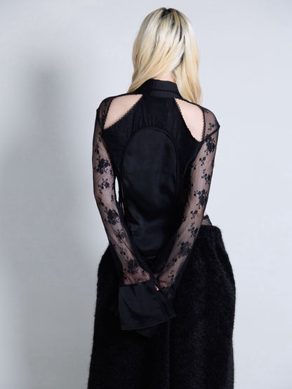 Pierced Lingerie Shirt(Black)