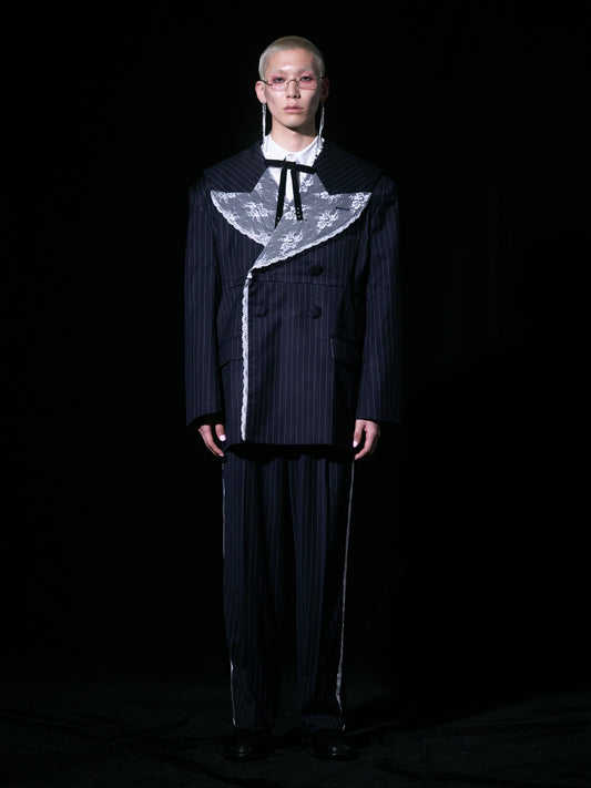 Stripe Lace Trousers(Navy)