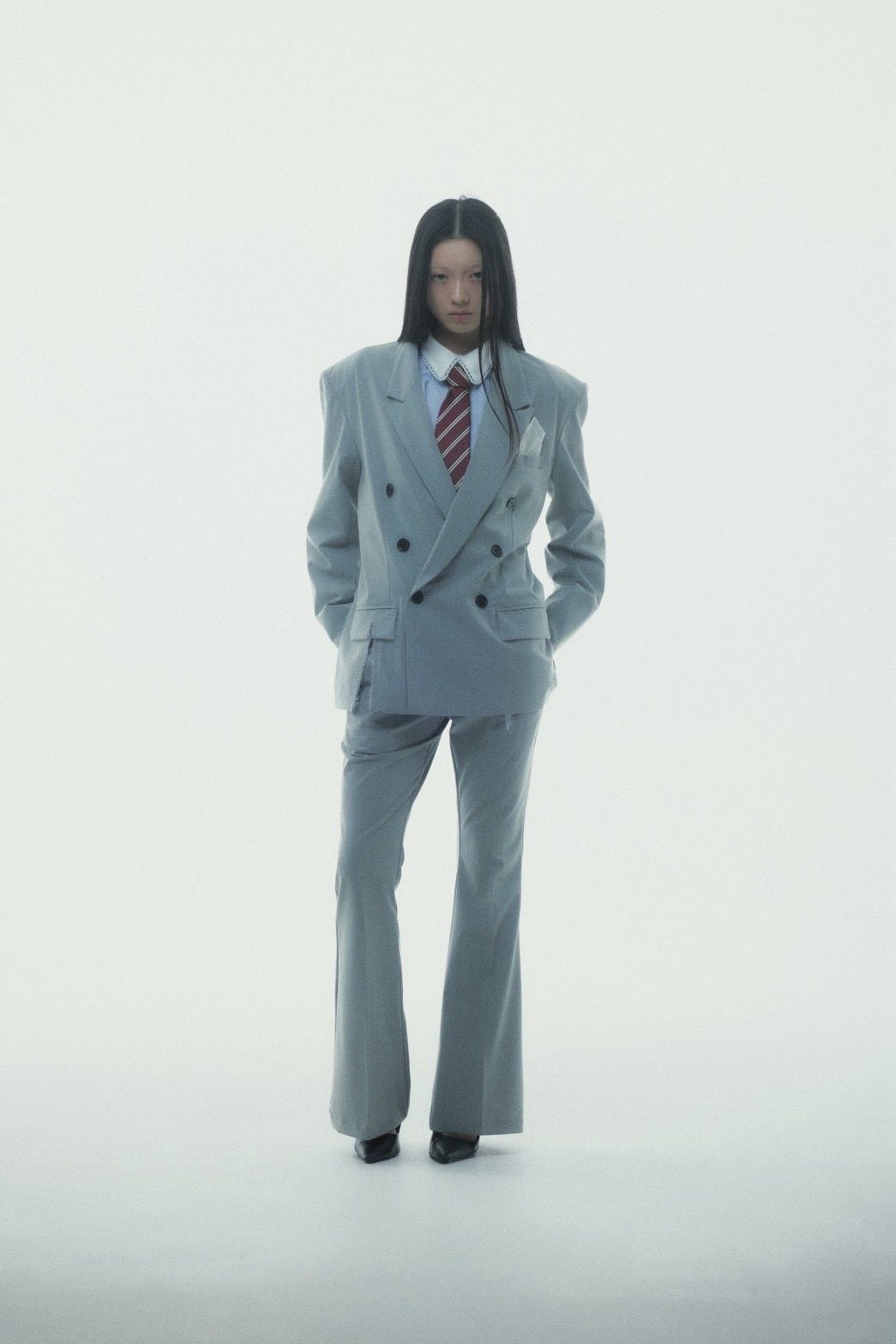 【Last1】Destroyed Flare Trousers (Gray）