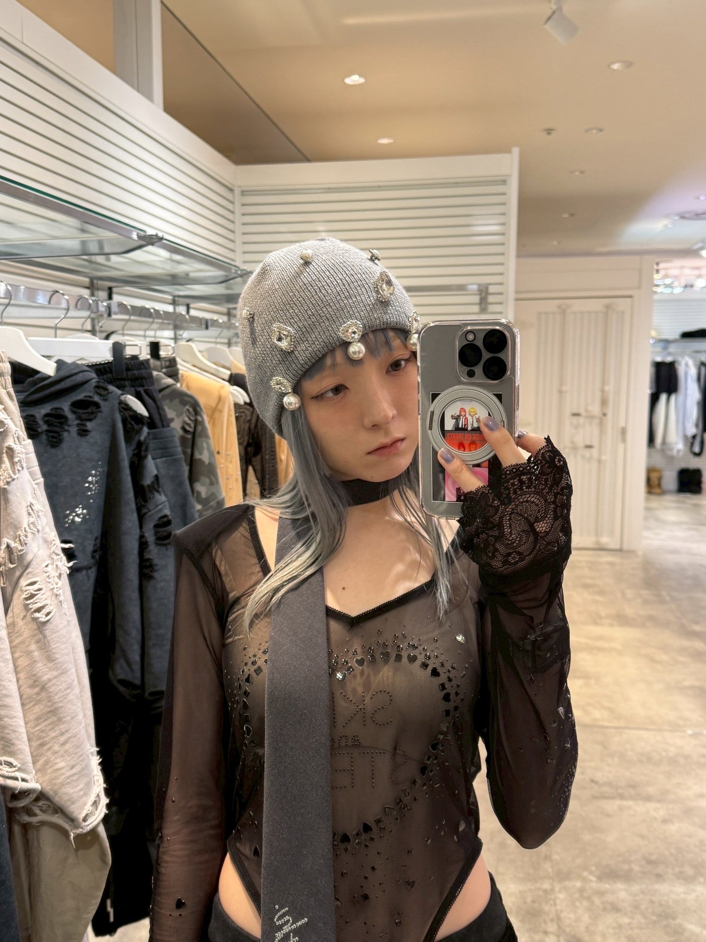 Crystal Sparkle Beanie【Gray】