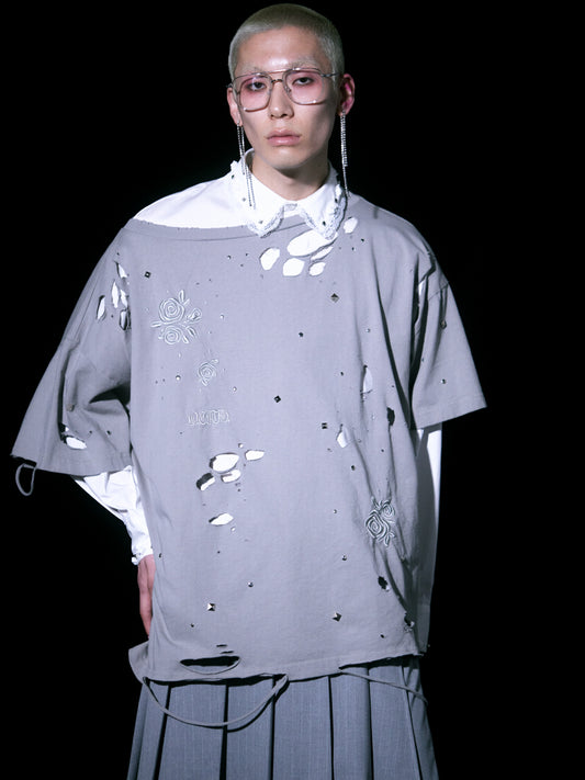 Rose Studs T-shirts(Gray)