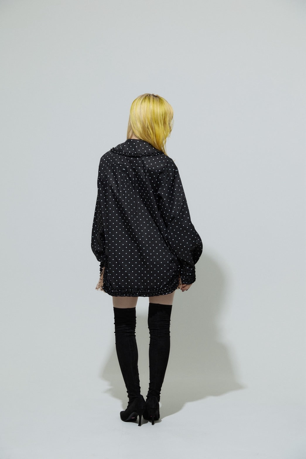 Love Dot Frill Shirt(Black)