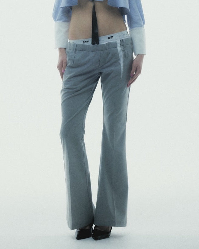 【Last1】Destroyed Flare Trousers (Gray）