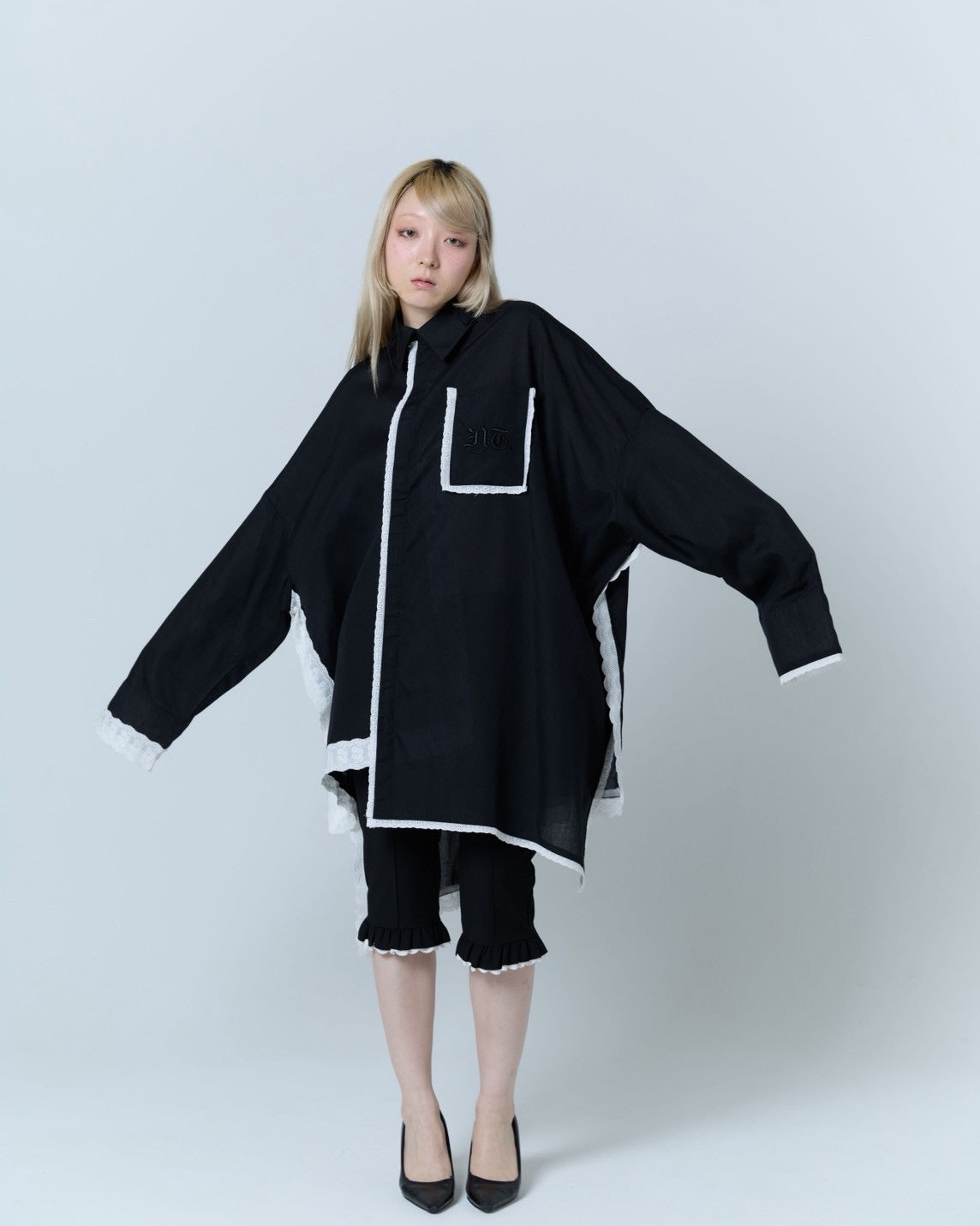 Handkerchief Shirt Dress (Black)