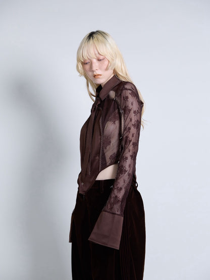Pierced Lingerie Shirt(Brown)