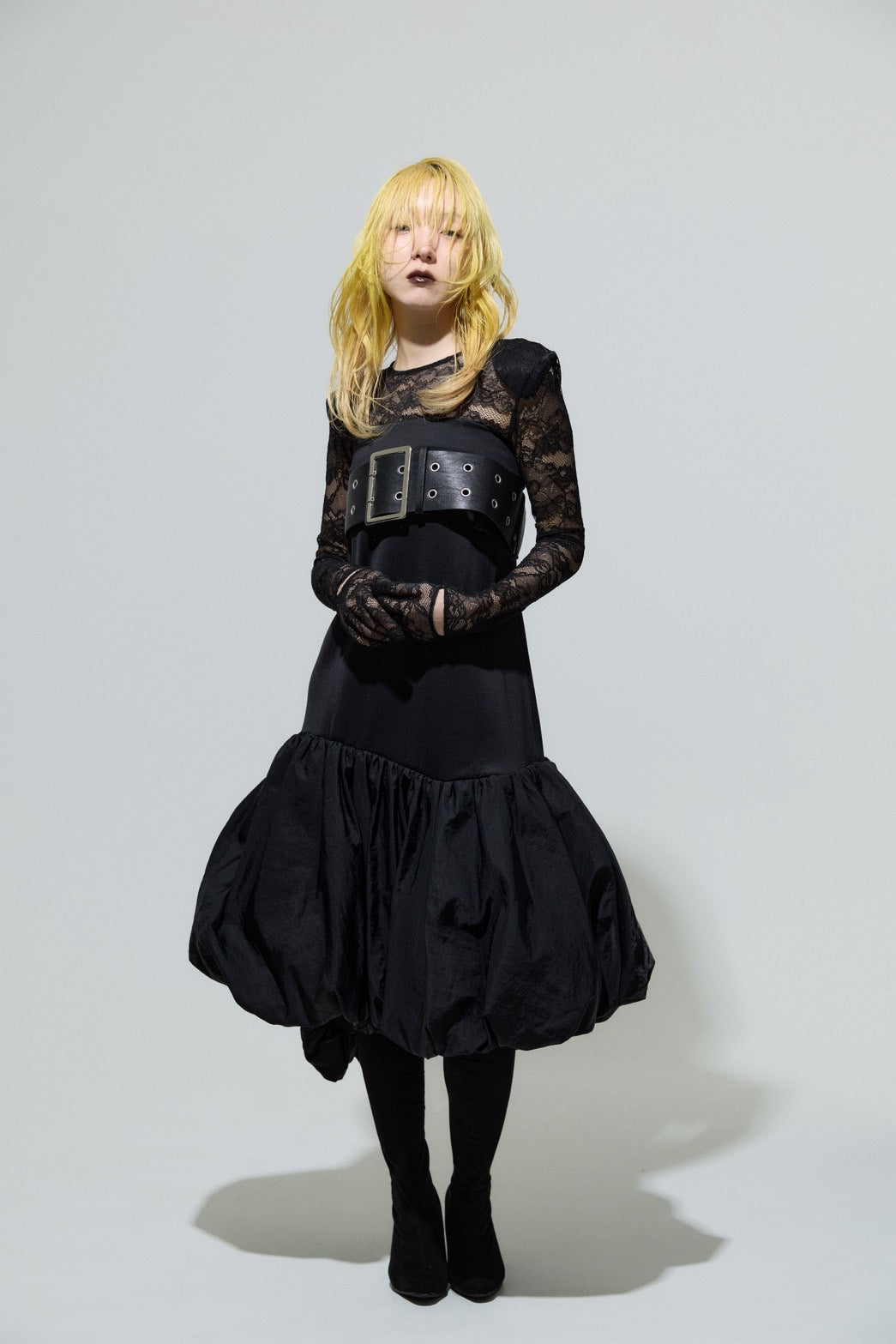 Leather Balloon Dresskirt(Black)