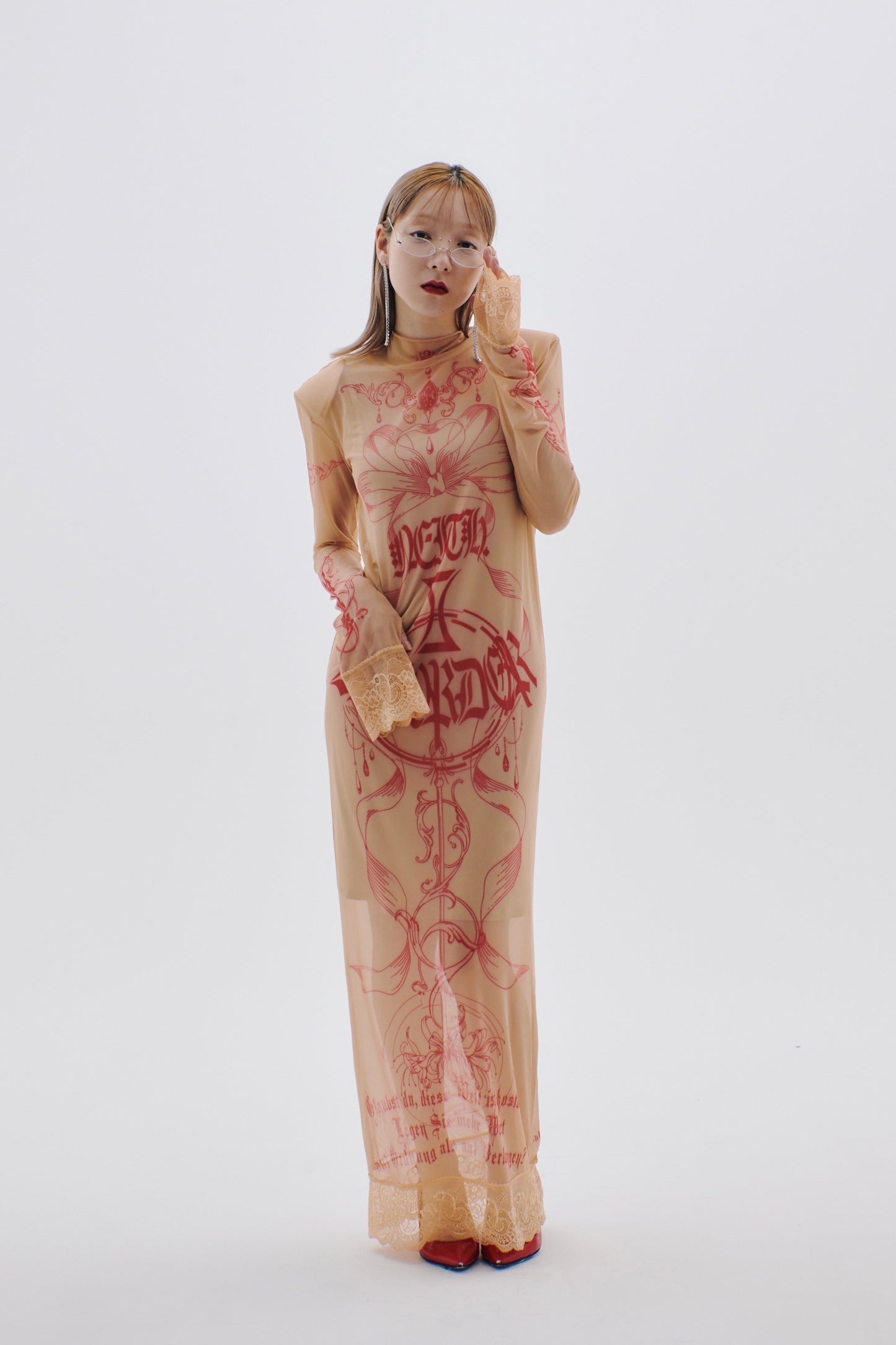 Armed Second Skin Dress #2(Beige×Red)